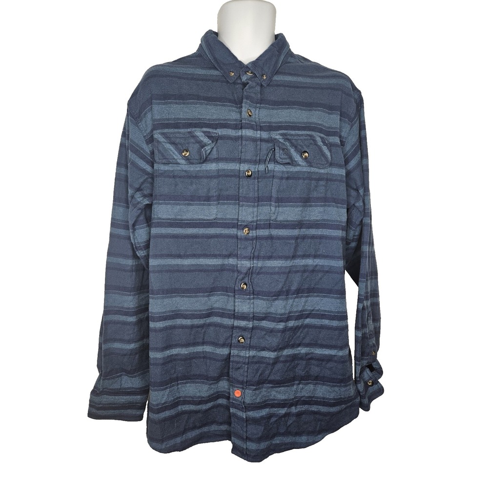 Duck Camp Co. Blue Strips Button Up XL Tall Long Sleeve‎ Outdoor Cotton Blend